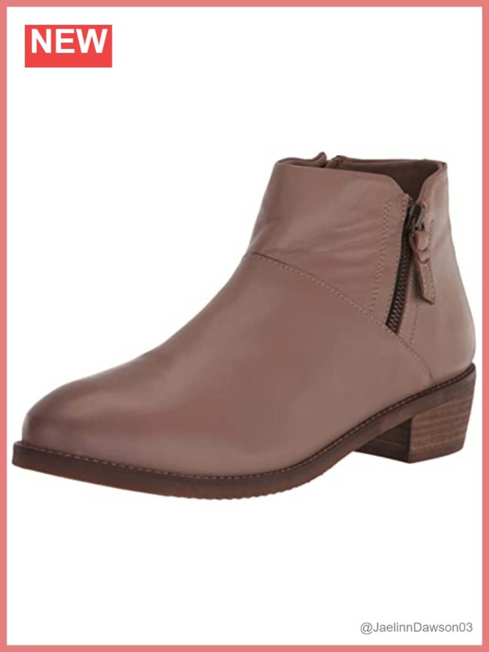 Leather Ankle Bootie Round Toe Pull-On Zipper Detail Low-Top